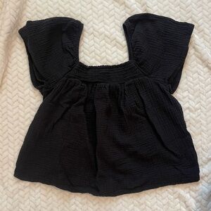 Black Gauzy Top with Smocking